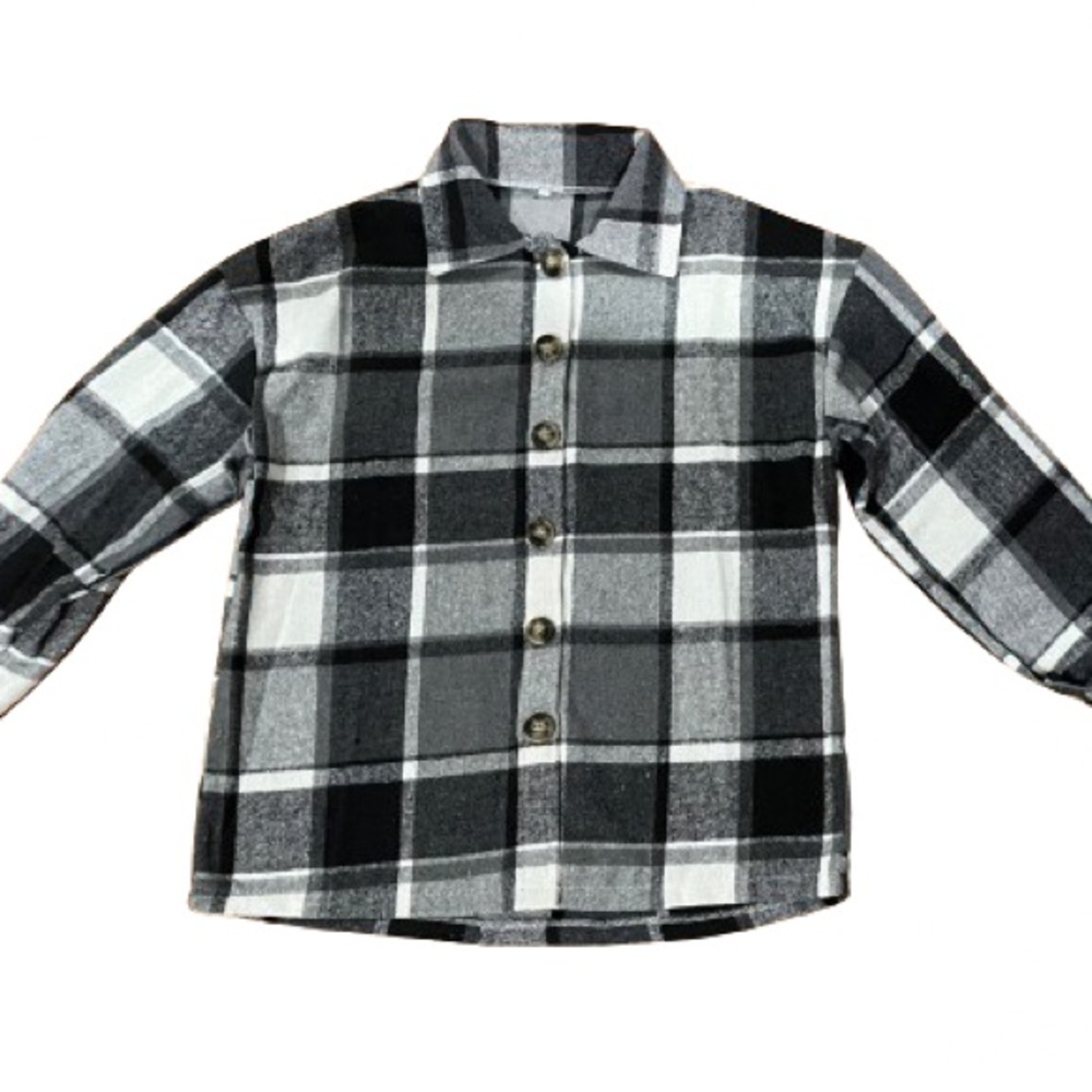 Black and White Checkered Flannel Oversized Shacket